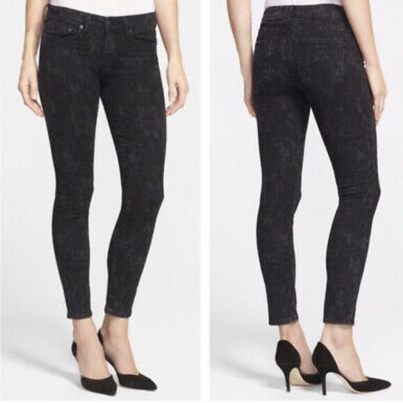 Vince Denim Dylan Skinny Leg Ankle Black Floral Jeans Women's 27 / 4 - Picture 1 of 10